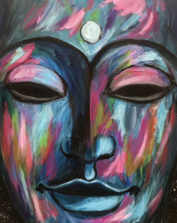 Colourful cosmic abstract Buddha painting