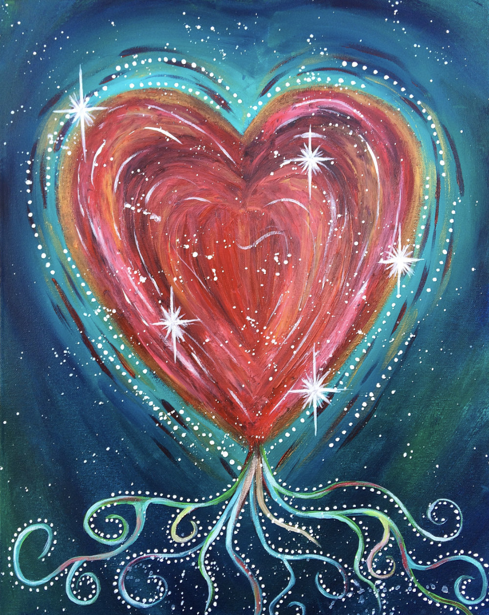 Cosmic love heart painting