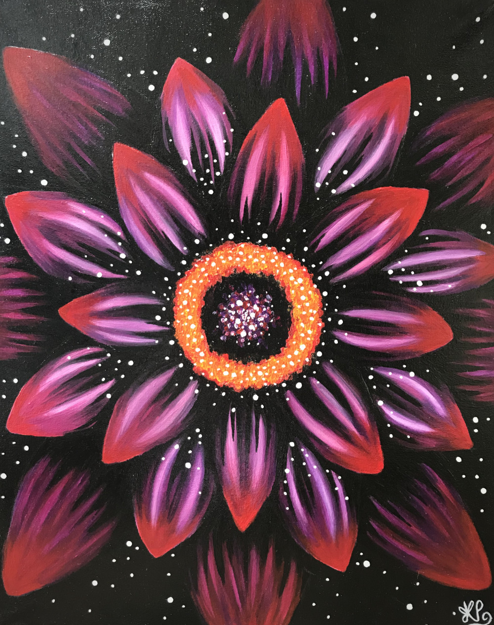 Cosmic flower mandala painting