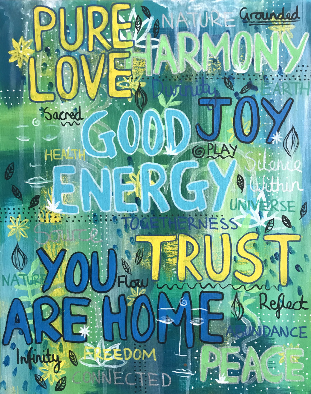 Positive inspiring words painting